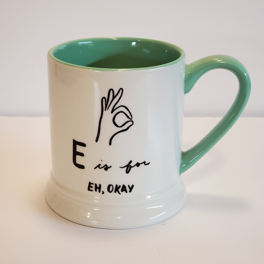 Indigo E Is For Eh, Okay Ceramic Mug